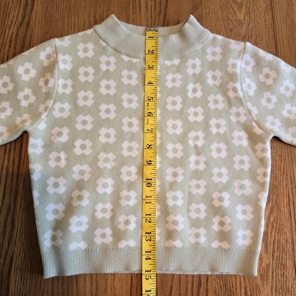 Princess Polly Green White Floral Mock Neck Sweater Women's Size Small S/M - Picture 6 of 9